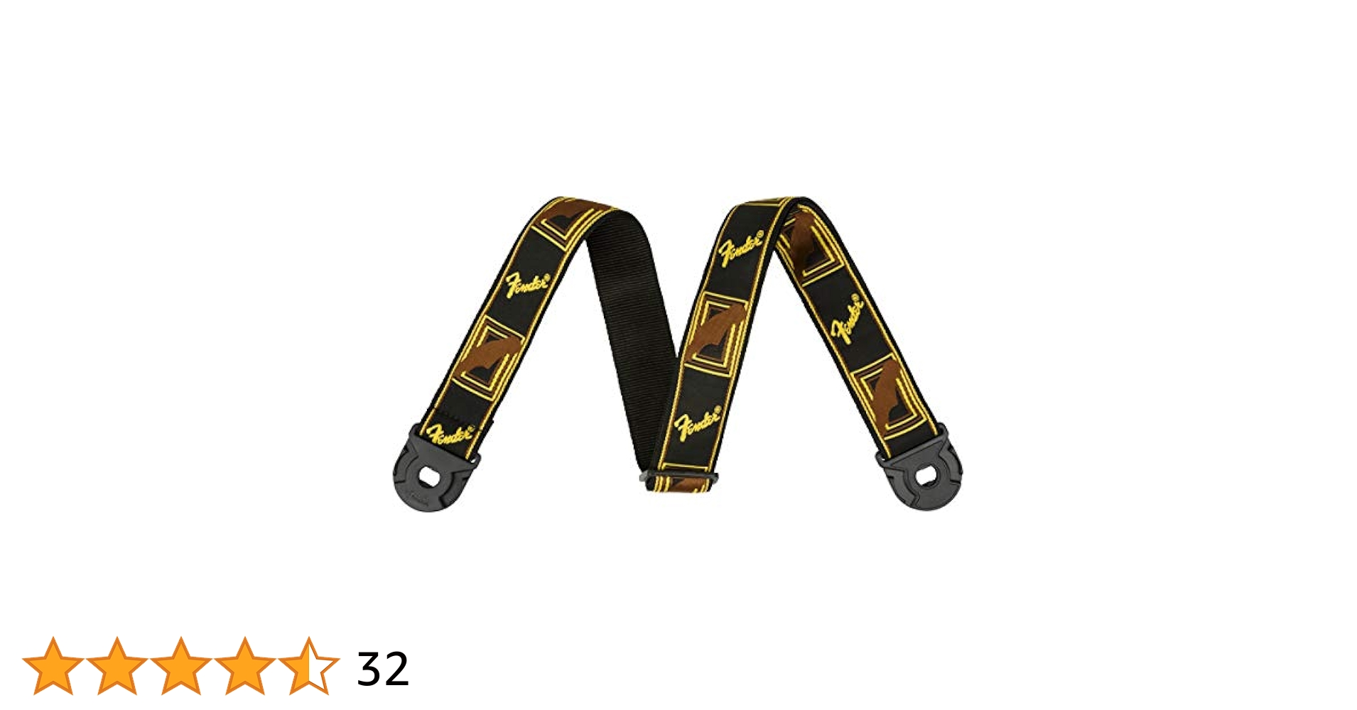ギター FENDER Quick Grip Locking End Strap Fender Quick Grip Locking End Strap, Black/Yellow & Brown